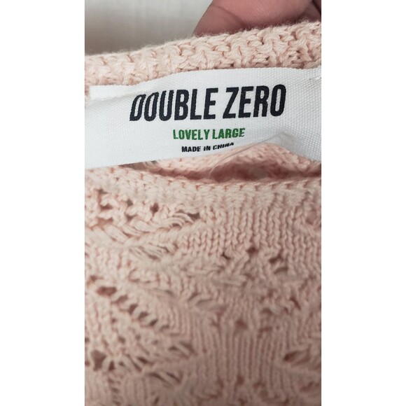 Double Zero Tank Top L Pink Crochet Knit Crop Cami 100% Cotton Dainty Coquette - Picture 3 of 7